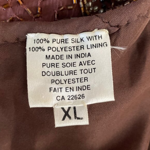 Stunning 100% Silk Beaded Dress - Made in India (SZ 10-12) - Picture 10 of 15